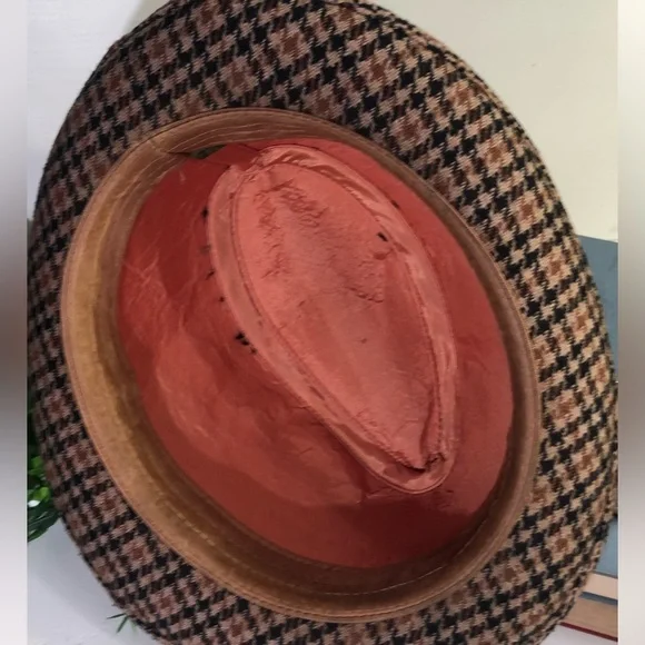 VTG United Hatters Tweed Houndtooth Unisex Retro Hat - Picture 8 of 13